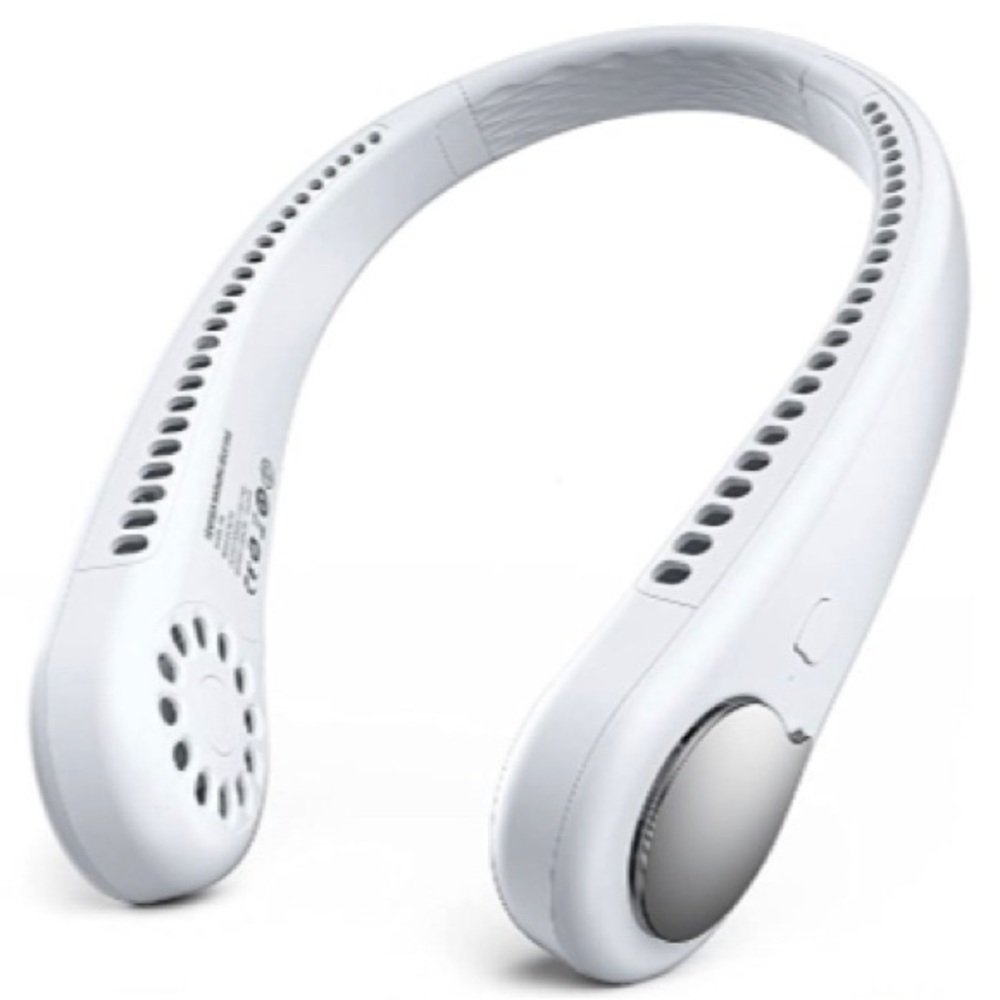 Rechargeable neck fan. White.